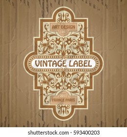 vector vintage items: label Art Nouveau