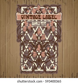 vector vintage items: label Art Nouveau