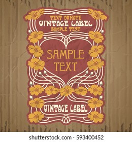 vector vintage items: label Art Nouveau