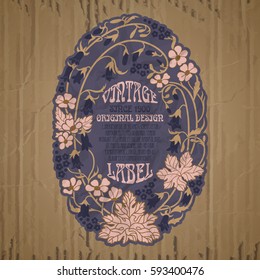 vector vintage items: label Art Nouveau