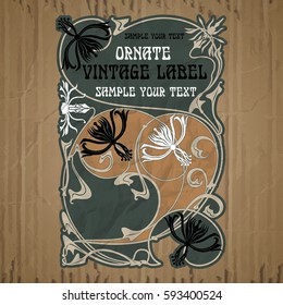 vector vintage items: label Art Nouveau