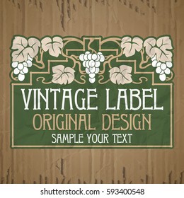 vector vintage items: label Art Nouveau