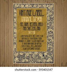 vector vintage items: label Art Nouveau