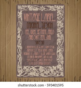 vector vintage items: label Art Nouveau