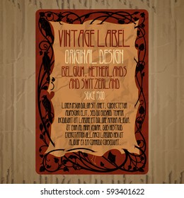 vector vintage items: label Art Nouveau