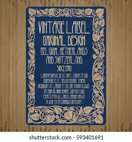 vector vintage items: label Art Nouveau