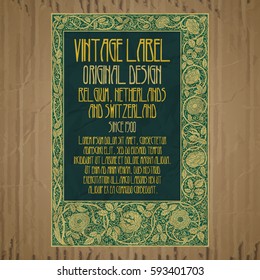 vector vintage items: label Art Nouveau