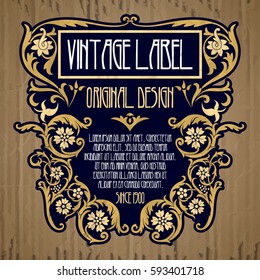 vector vintage items: label Art Nouveau