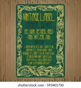 vector vintage items: label Art Nouveau