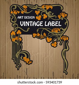 vector vintage items: label Art Nouveau