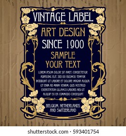 vector vintage items: label Art Nouveau