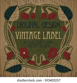 vector vintage items: label Art Nouveau