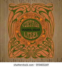 vector vintage items: label Art Nouveau