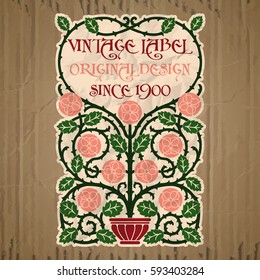 vector vintage items: label Art Nouveau