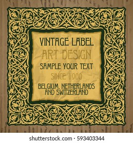 vector vintage items: label Art Nouveau