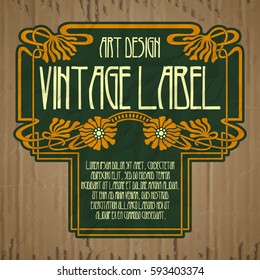 vector vintage items: label Art Nouveau