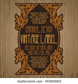 vector vintage items: label Art Nouveau