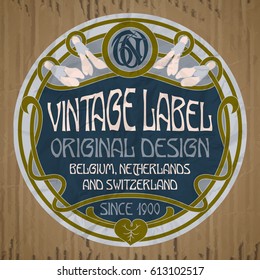 vector vintage items: label Art Nouveau