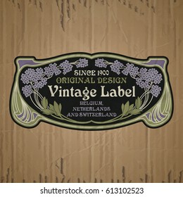 vector vintage items: label Art Nouveau