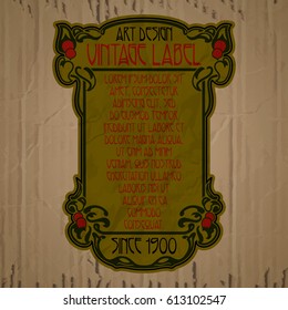 vector vintage items: label Art Nouveau