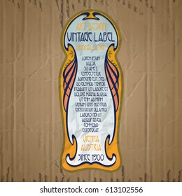 vector vintage items: label Art Nouveau