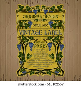 vector vintage items: label Art Nouveau