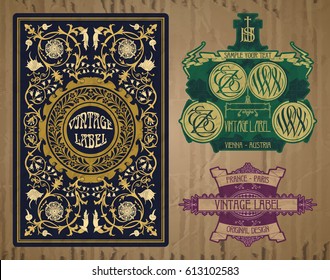 vector vintage items: label Art Nouveau