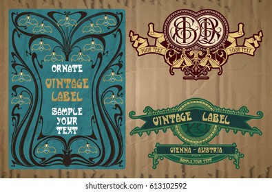 vector vintage items: label Art Nouveau