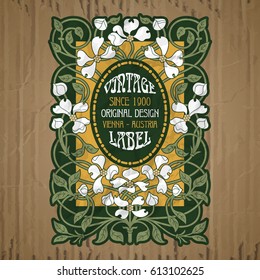 vector vintage items: label Art Nouveau