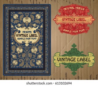 vector vintage items: label Art Nouveau