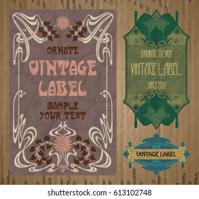 vector vintage items: label Art Nouveau