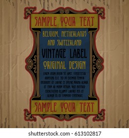 vector vintage items: label Art Nouveau
