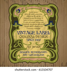 vector vintage items: label Art Nouveau