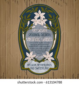 vector vintage items: label Art Nouveau