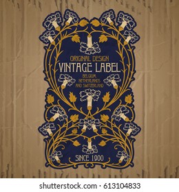 vector vintage items: label Art Nouveau