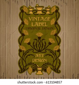 vector vintage items: label Art Nouveau