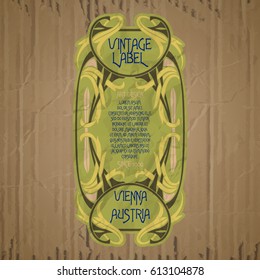 vector vintage items: label Art Nouveau