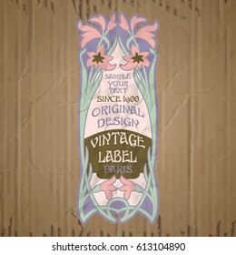 vector vintage items: label Art Nouveau