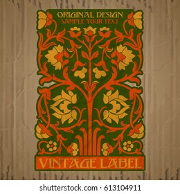 vector vintage items: label Art Nouveau