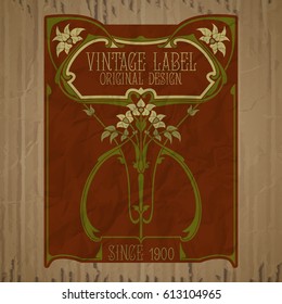 vector vintage items: label Art Nouveau