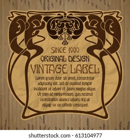 vector vintage items: label Art Nouveau