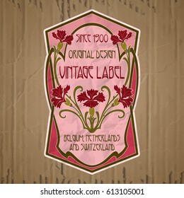 vector vintage items: label Art Nouveau