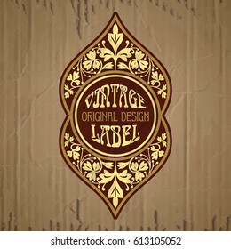 vector vintage items: label Art Nouveau