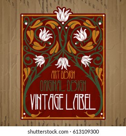 vector vintage items: label Art Nouveau
