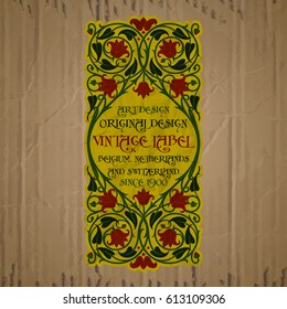 vector vintage items: label Art Nouveau