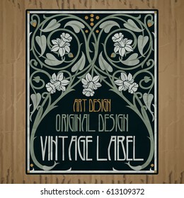 vector vintage items: label Art Nouveau