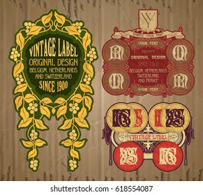 vector vintage items: label Art Nouveau