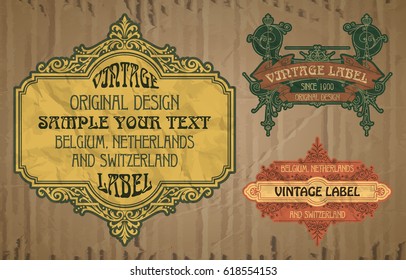 vector vintage items: label Art Nouveau