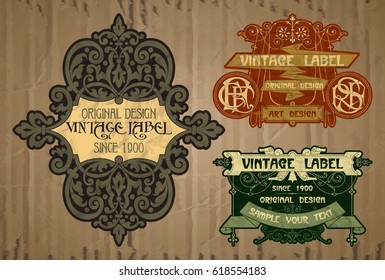 vector vintage items: label Art Nouveau