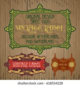 vector vintage items: label Art Nouveau